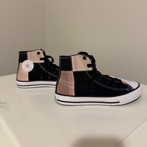 Black and Pink High-Top Sneakers